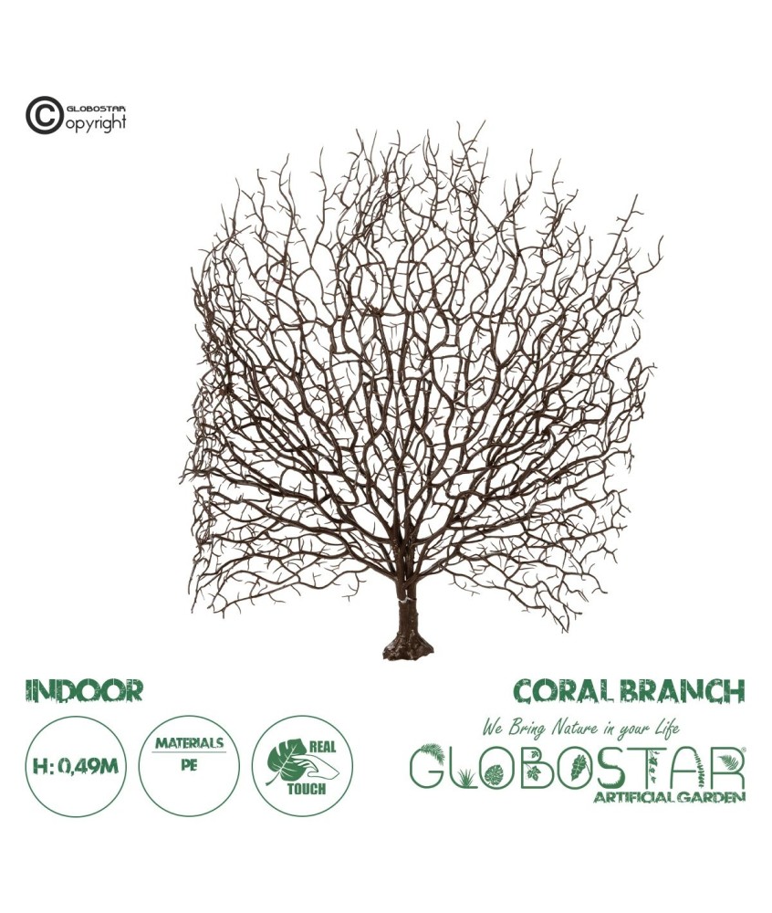 GloboStar® Artificial Garden BROWN CORAL BRANCH 21467 Τεχνητό Διακοσμητικό Κλαδί Καφέ Koράλι Y49cm